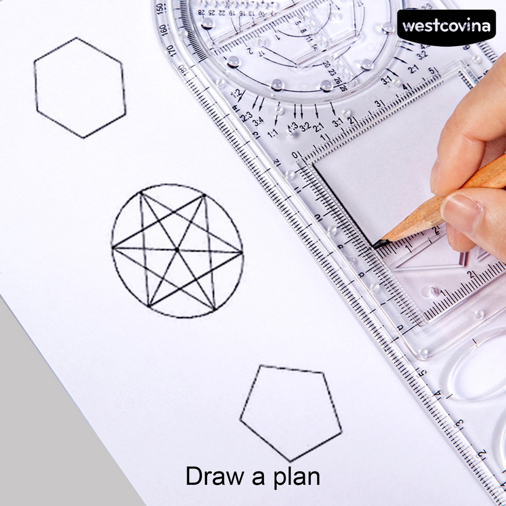 [Hot]✍Thước Vẽ Phác Thảo Chuyên Nghiệp Bằng Nhựa Trong Suốt Đa Năng