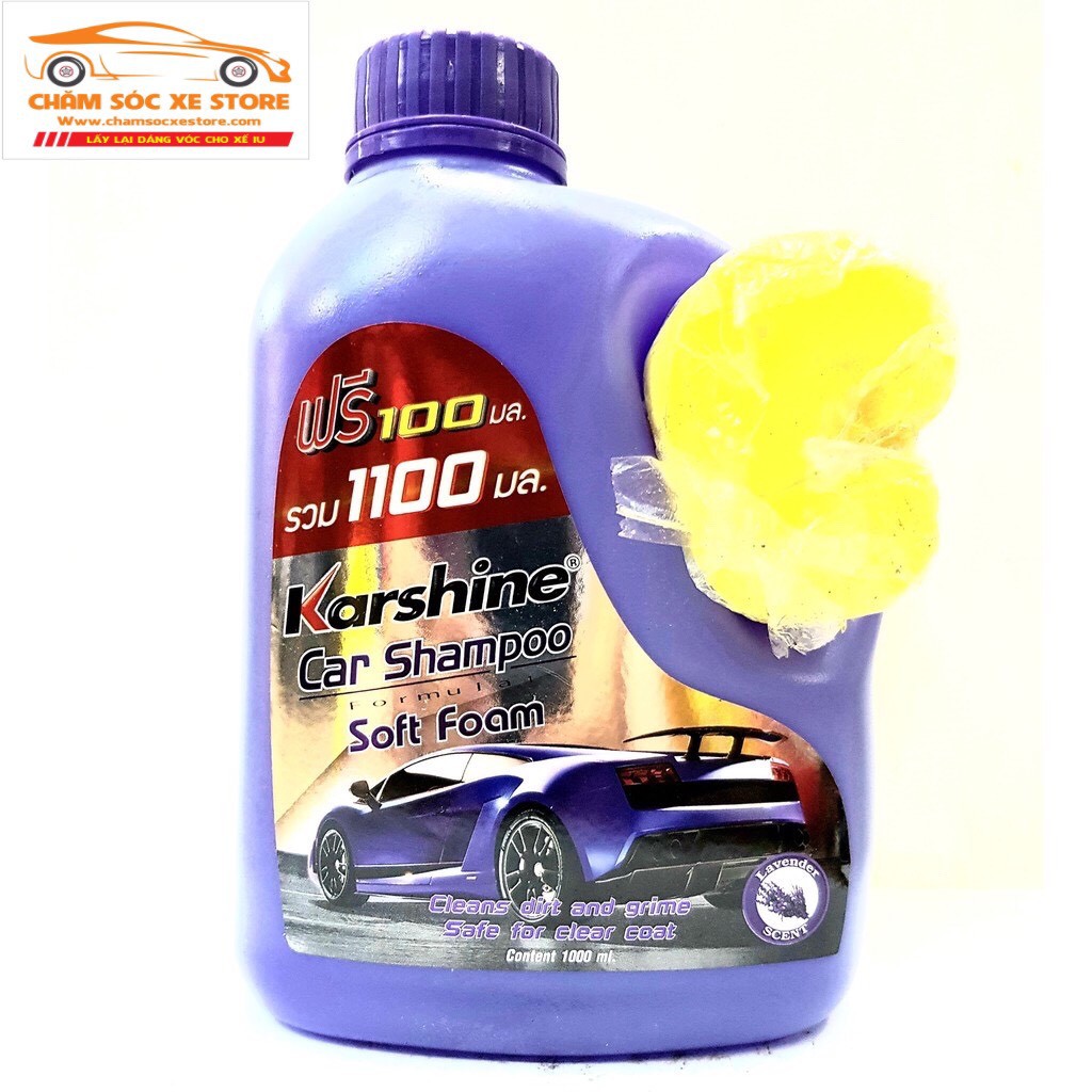 Nước rửa xe siêu sáng bóng với hương thơm Lavender - karshine Car Shampoo 1100ml (Tặng bọt biển) chamsocxestore