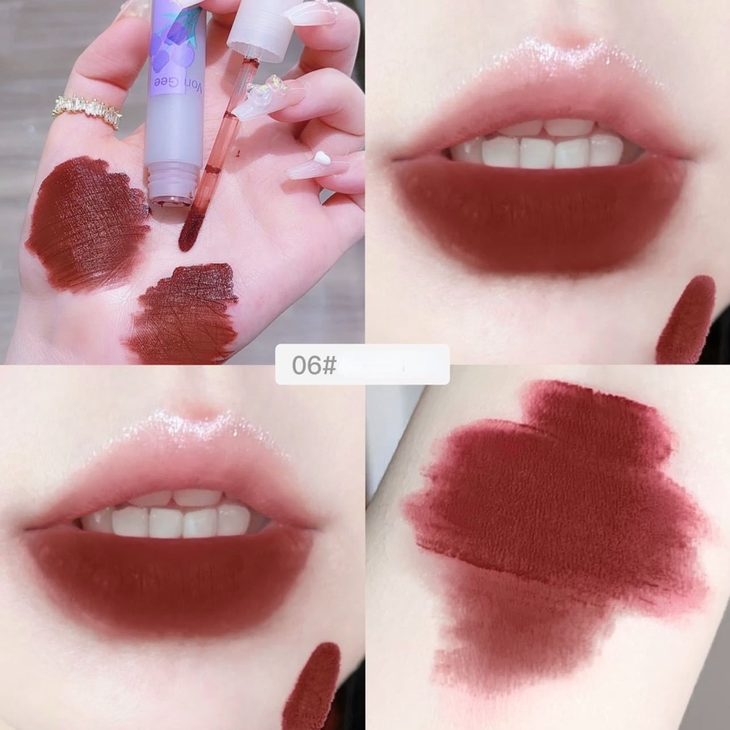 Von Gee Son Môi Chống Thấm Nước Lâu Trôi Màu Tím Hoa Tulip Nhung Mịn