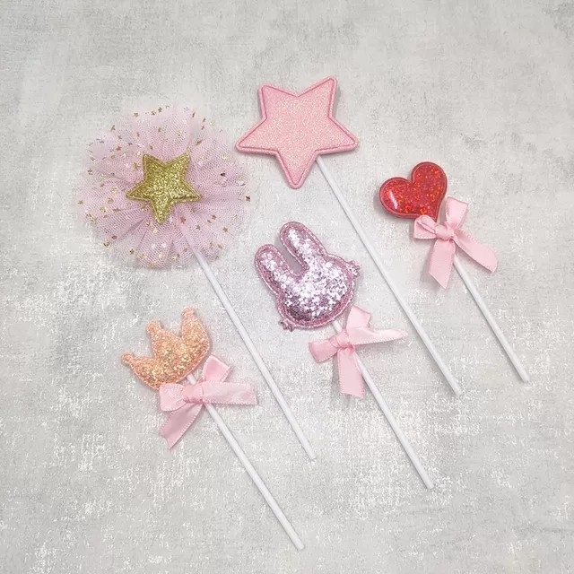 Set tai thỏ đáng yêu 5 món trang trí bánh kem,trang trí bánh sinh nhật,quà tặng dành cho các bé