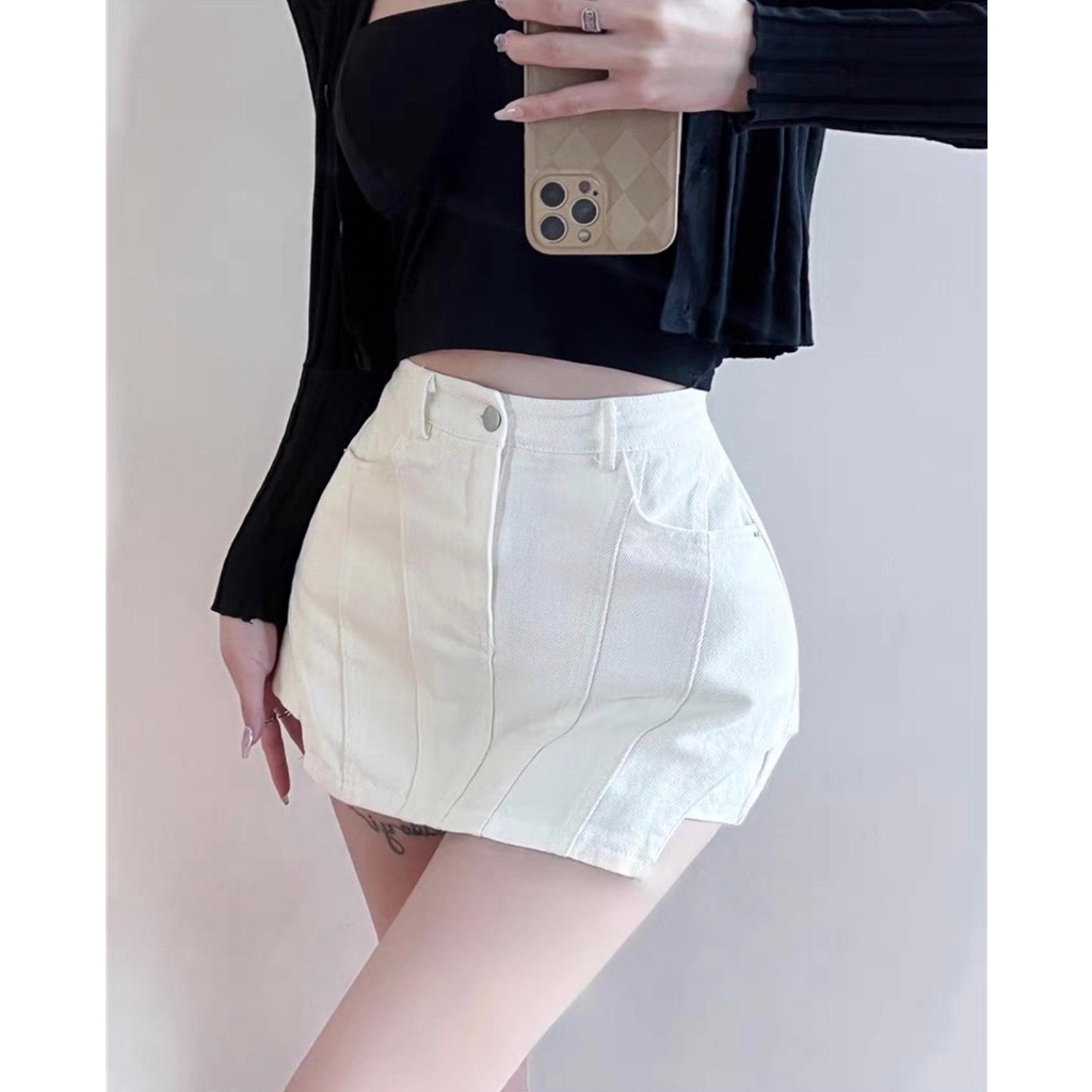 Chân Váy Ngắn PINKSTORE29 Jean Nổi Gân Siêu Tôn Vòng 3 Dành Cho Nữ C053