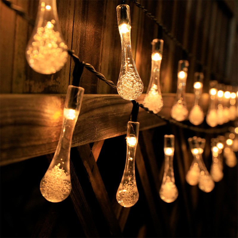 Dây đèn LED hình giọt nước pha lê trong suốt 10m 50 Bóng- dây led trang trí giọt nước siêu xinh