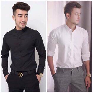 Áo Sơ mi nam cổ tàu Công sở dài tay Gấp Hộp, chống nhăn, chống nóng MADE IN VIETNAM