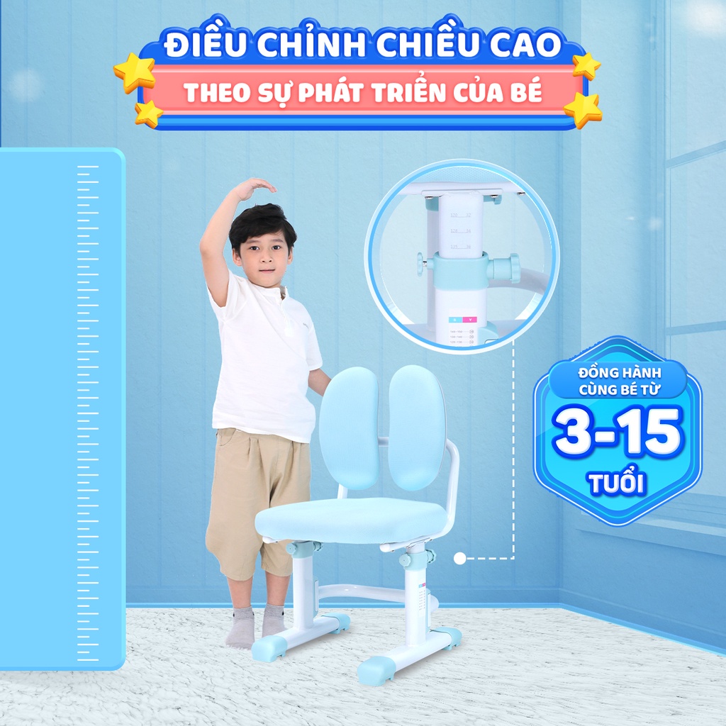 Ghế ngồi học chống gù, đúng tư thế cho bé Chilux G16, bảo vệ cột sống, có thể thay đổi chiều cao