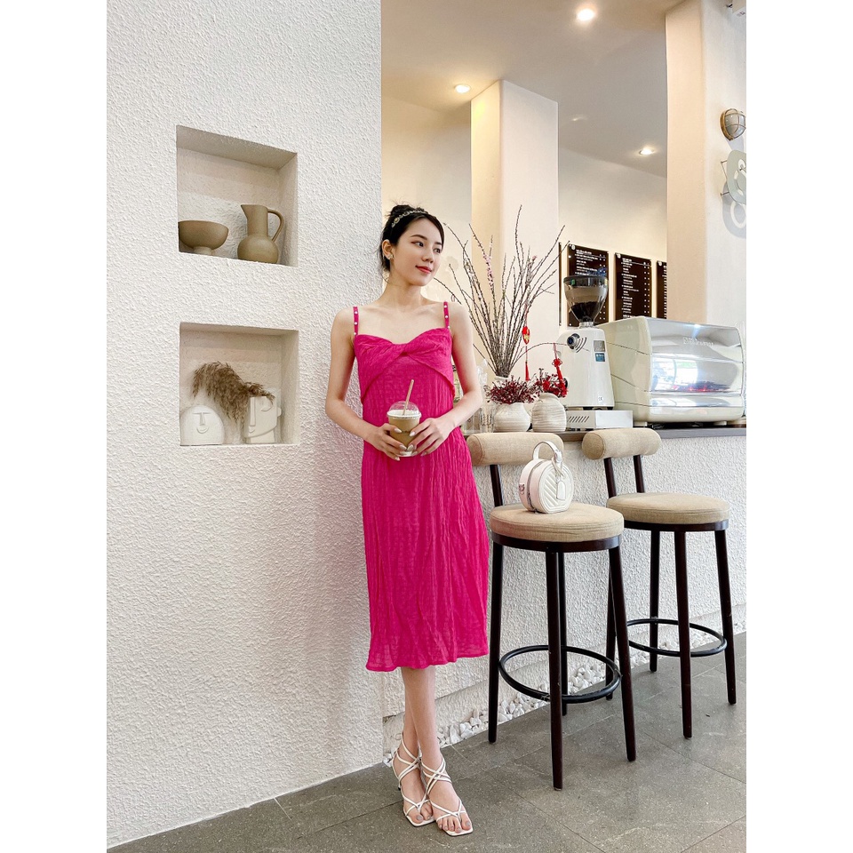 Đầm Midi ZR Hai Dây Đính Ngọc - Hàng xuất dư 100%