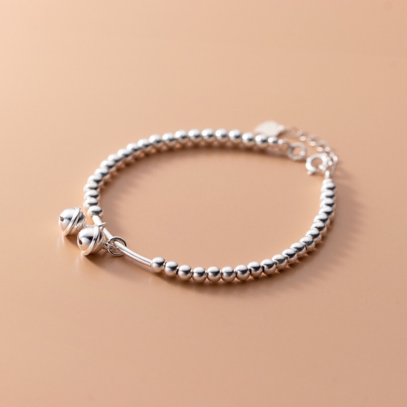 [S925] Vòng tay bạc mix charm chuông (Lắc tay bạc) - MH823