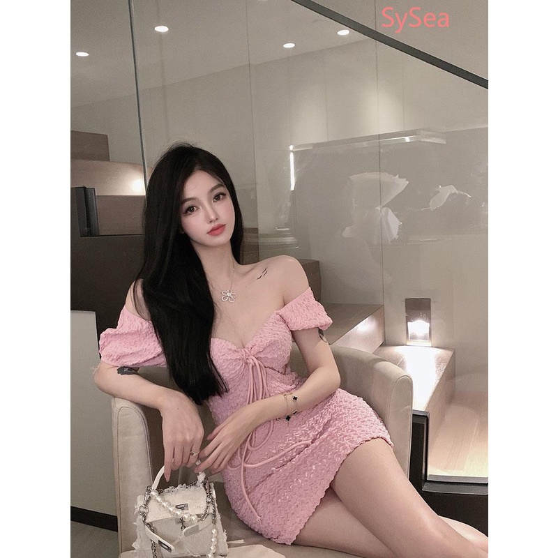 Đầm trễ vai tay phồng ôm dáng vừa vặn thời trang mùa hè quyến rũ dành cho nữ sexy
