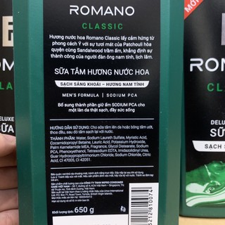Sữa Tắm Romano Classic 650 ml ( xanh lá )