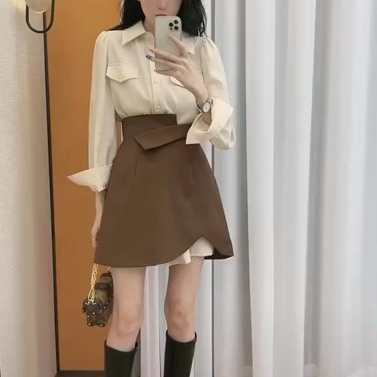 Set áo sơ mi và chân váy phong cách retro Hong Kong 2021 (có bán lẻ)