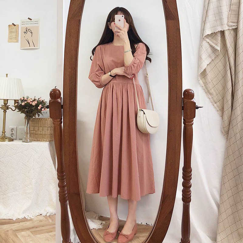 [Mã FATHANG5 giảm 10K đơn 50K] [CÓ FEEDBACK] Váy ulzzang tiểu thư tay lỡ phối cổ tròn - V34 - jannahouse | BigBuy360 - bigbuy360.vn