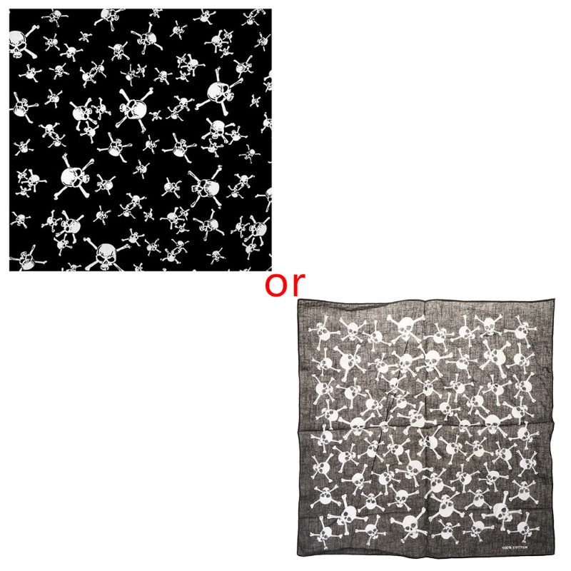 Khăn vuông quấn đầu bằng cotton in hình đầu lâu / chim đại bàng phong cách hip hop 54x54cm 10MK