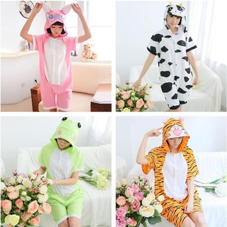 Bộ Đồ Ngủ Áo Liền Quần Bằng Cotton In Họa Tiết Hoạt Hình Dễ Thương Thời Trang Mùa Hè Cho Nam Và Nữ