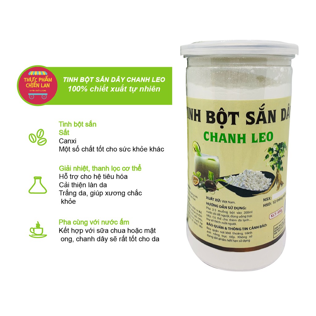 Tinh bột Sắn Dây Chanh Leo - hỗ trợ giải độc gan,thanh nhiệt cơ thể ,đẹp da hũ 500gr