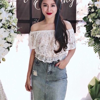 Áo ren trễ vai peplum