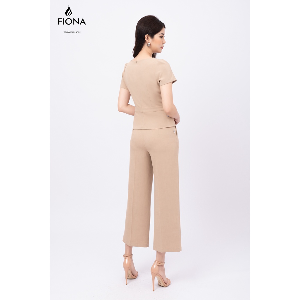 Áo sơ mi nữ dáng peplum ly xếp thân trước đính nơ trang trí FIONA F551214