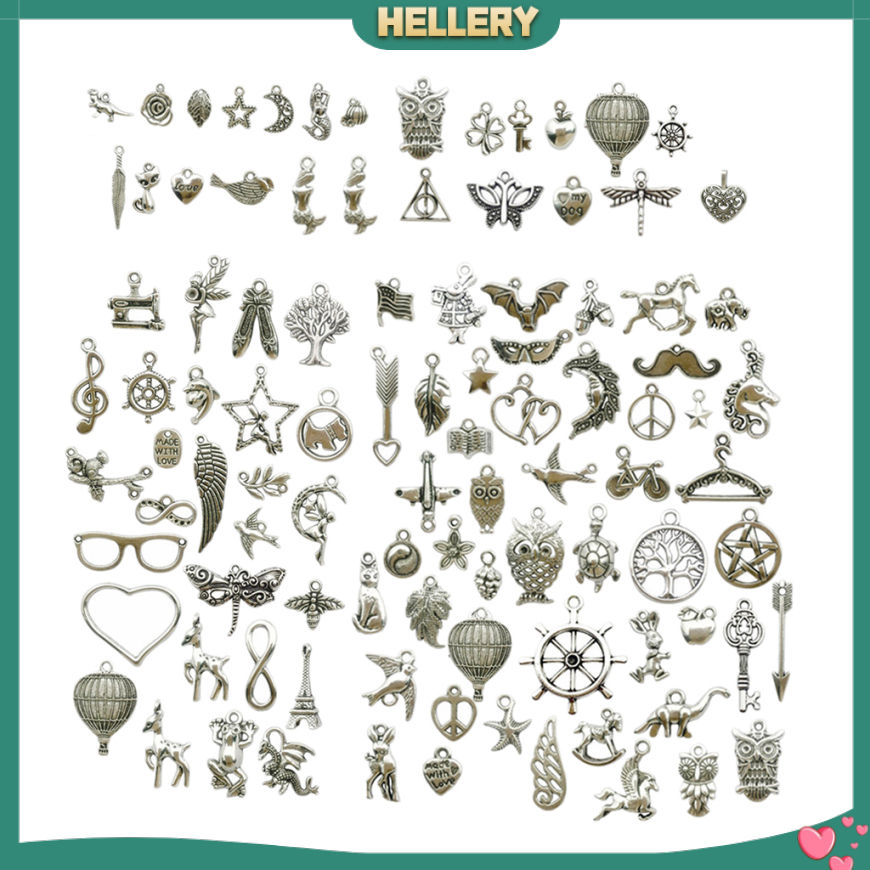 CHARMS Set 100 Mặt Dây Chuyền Xi Mạ Bạc Phong Cách Tây Tạng