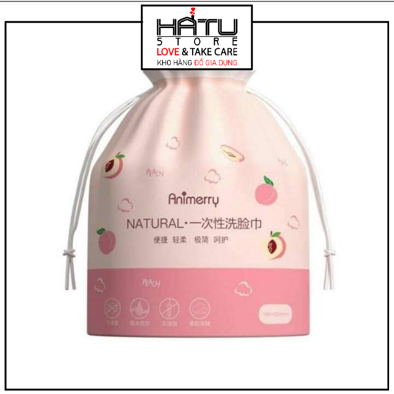 Khăn tẩy trang Animerry Hàng Nội Địa Dạng Cuộn Màu Hồng Hoa Anh Đào