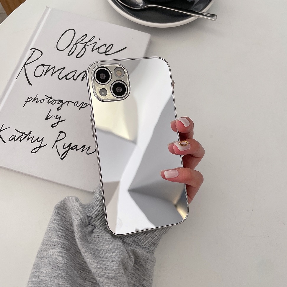 Ốp Điện Thoại Tráng Gương Viền Bạc In Logo Thời Trang Cho Iphone 14 13 12 11 Pro Max X XR XS Max 7 8 Plus
