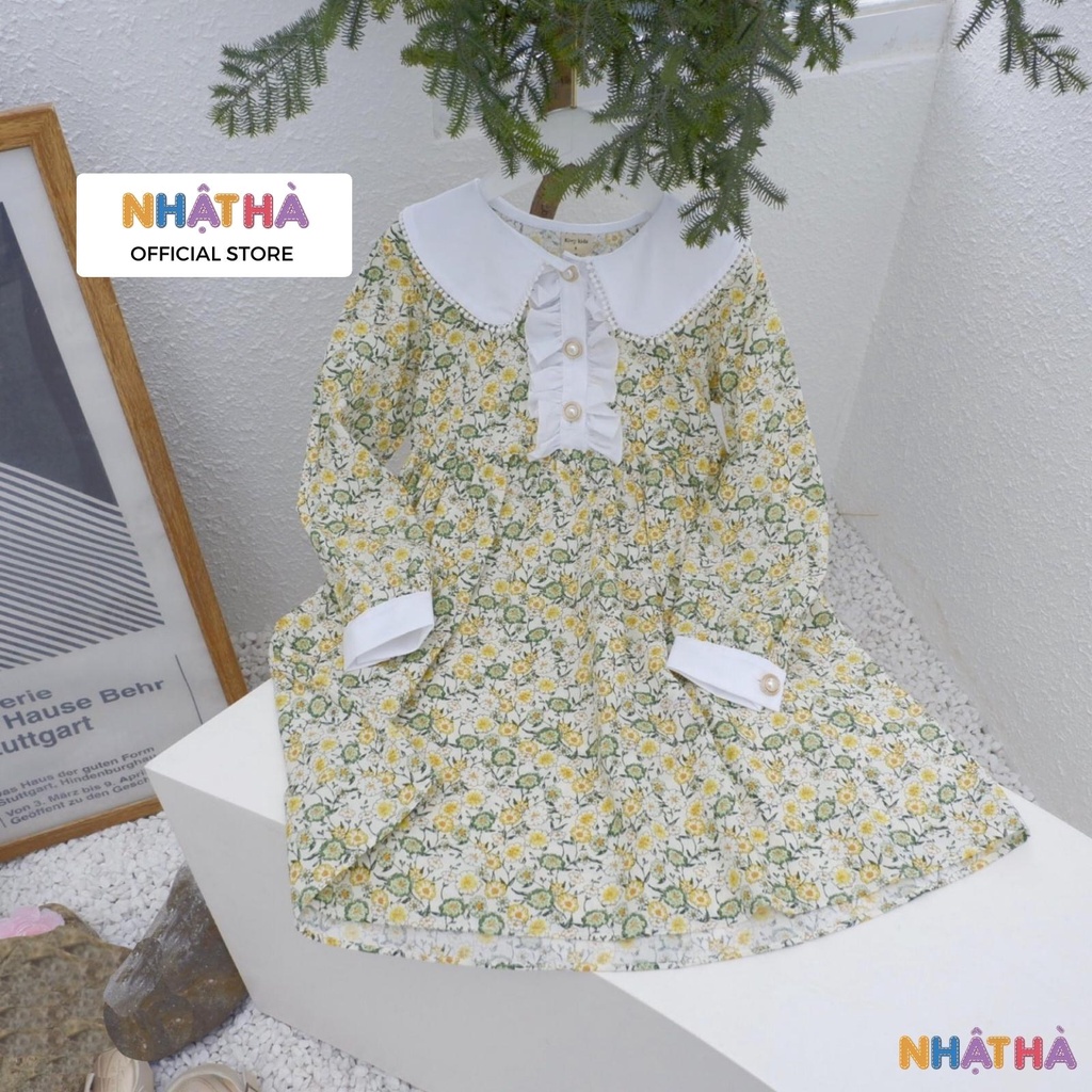 Váy hoa cho bé gái NHẬT HÀ dáng tay lỡ siêu điệu size đại 11-45kg