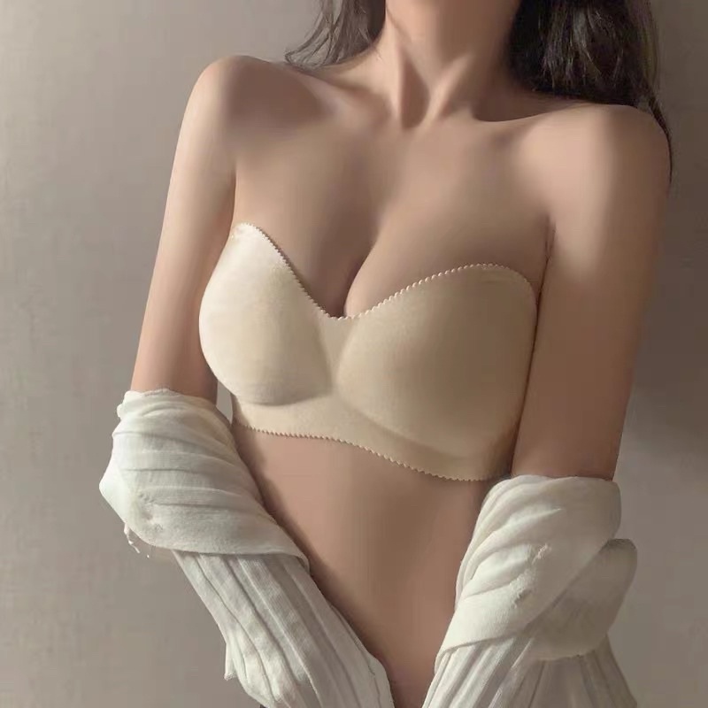 Áo bra su đúc mút mỏng không gọng 811 TẶNG KÈM DÂY TRONG dây quây đan chéo, Áo lót chống tuột cúp ngang học sinh