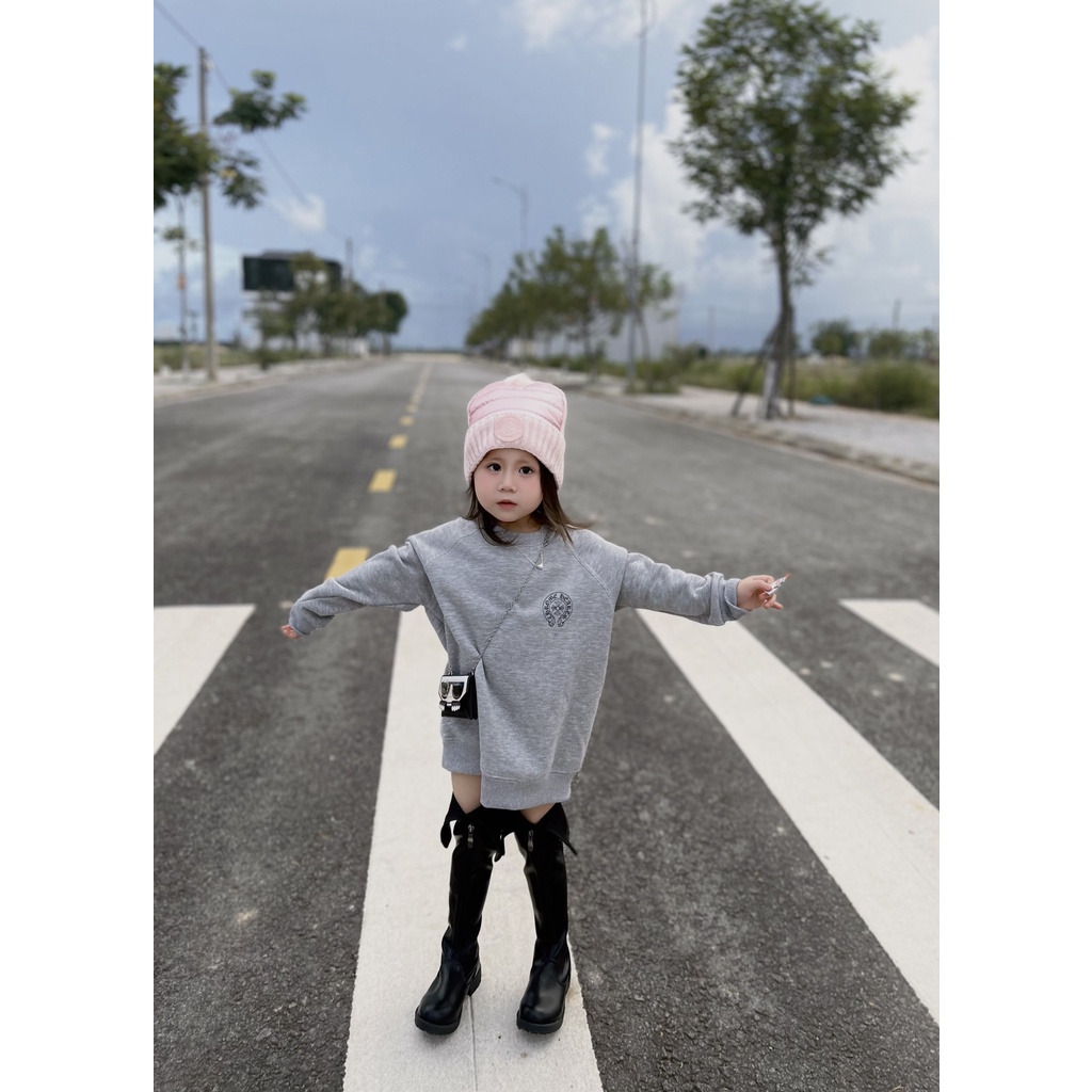 Áo nỉ cổ tròn chorme heart iconic 2019 cho bé , áo sweater trẻ em unisex , Kid_genZ