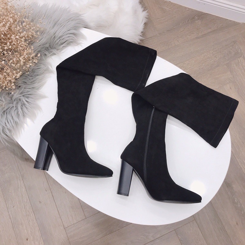 Bốt đùi da lộn ad lót lông , gót 10p siêu đẹp fullbox | BigBuy360 - bigbuy360.vn