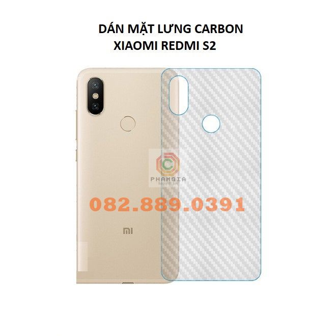 Miếng dán mặt lưng skin carbon Xiaomi Redmi S2