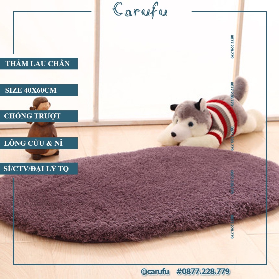Thảm lau chân nhung chống trượt cao cấp giá rẻ cho phòng khách phòng ngủ nhà bếp size 40x60cm