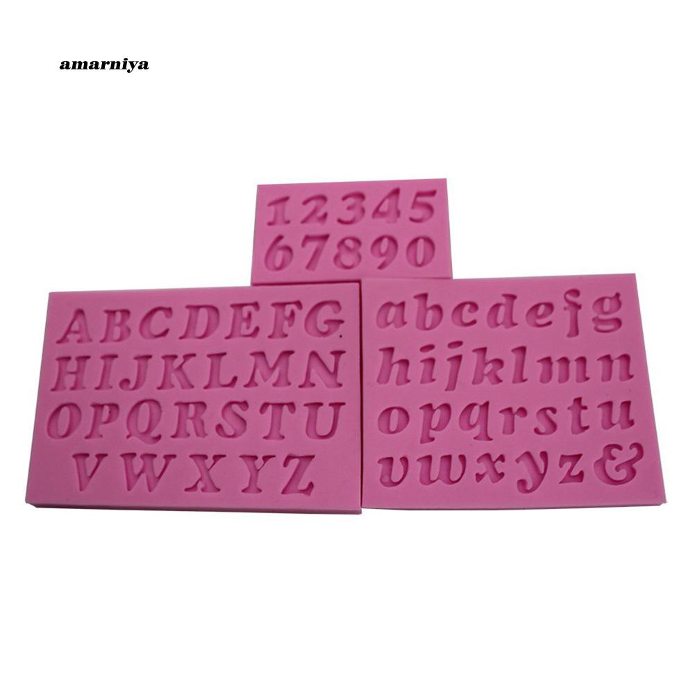 Bộ 3 khuôn silicon làm bánh kẹo khắc họa tiết ký tự tiếng Anh và các con số