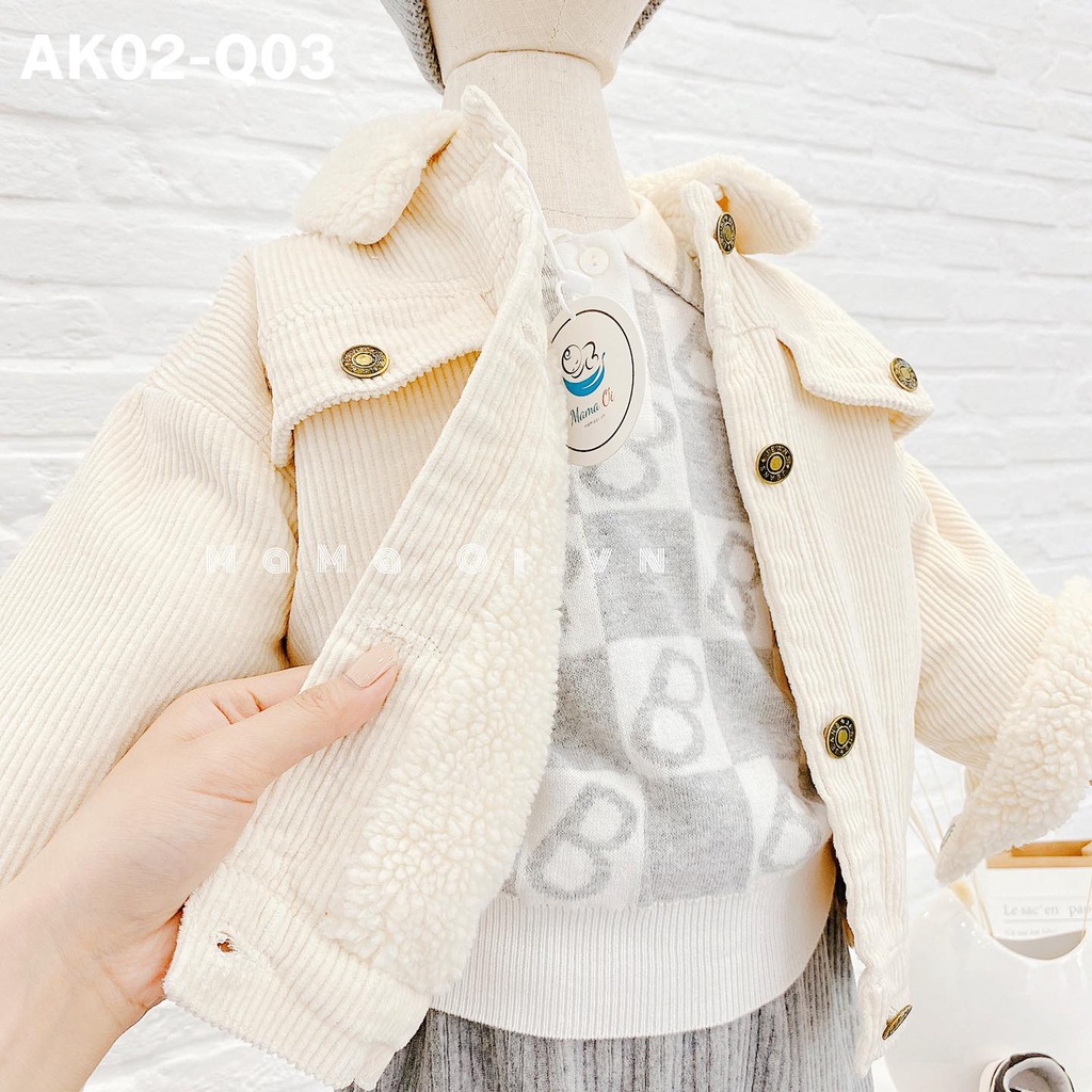 ÁO KHOÁC NHUNG MÀU KEM SIÊU NGẦU CHO BÉ CỦA MAMAOI - THỜI TRANG CHO BÉ