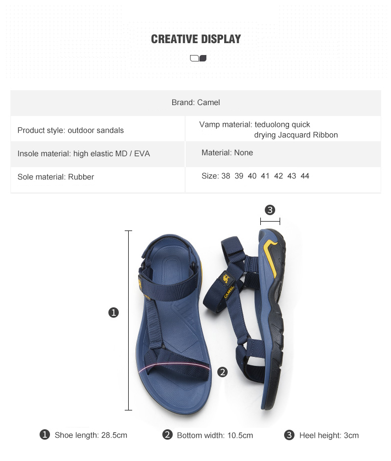 Giày sandal thể thao CAMEL A122162822A thời trang đi biển đế mềm chống trượt cá tính cho nam
