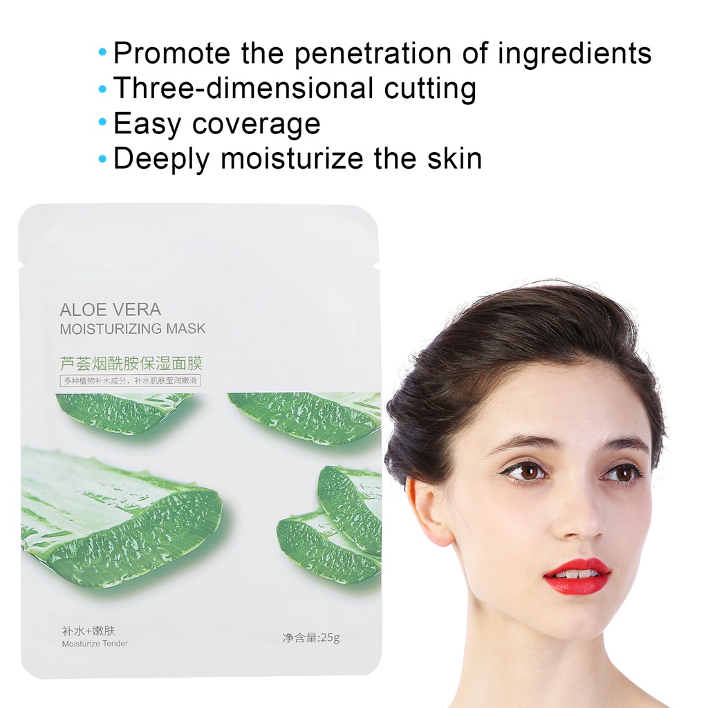 Neon074 Aloe Vera Niacinamide Facial Mask Skin Moisturizing Hydrating for Care 25g Mặt nạ