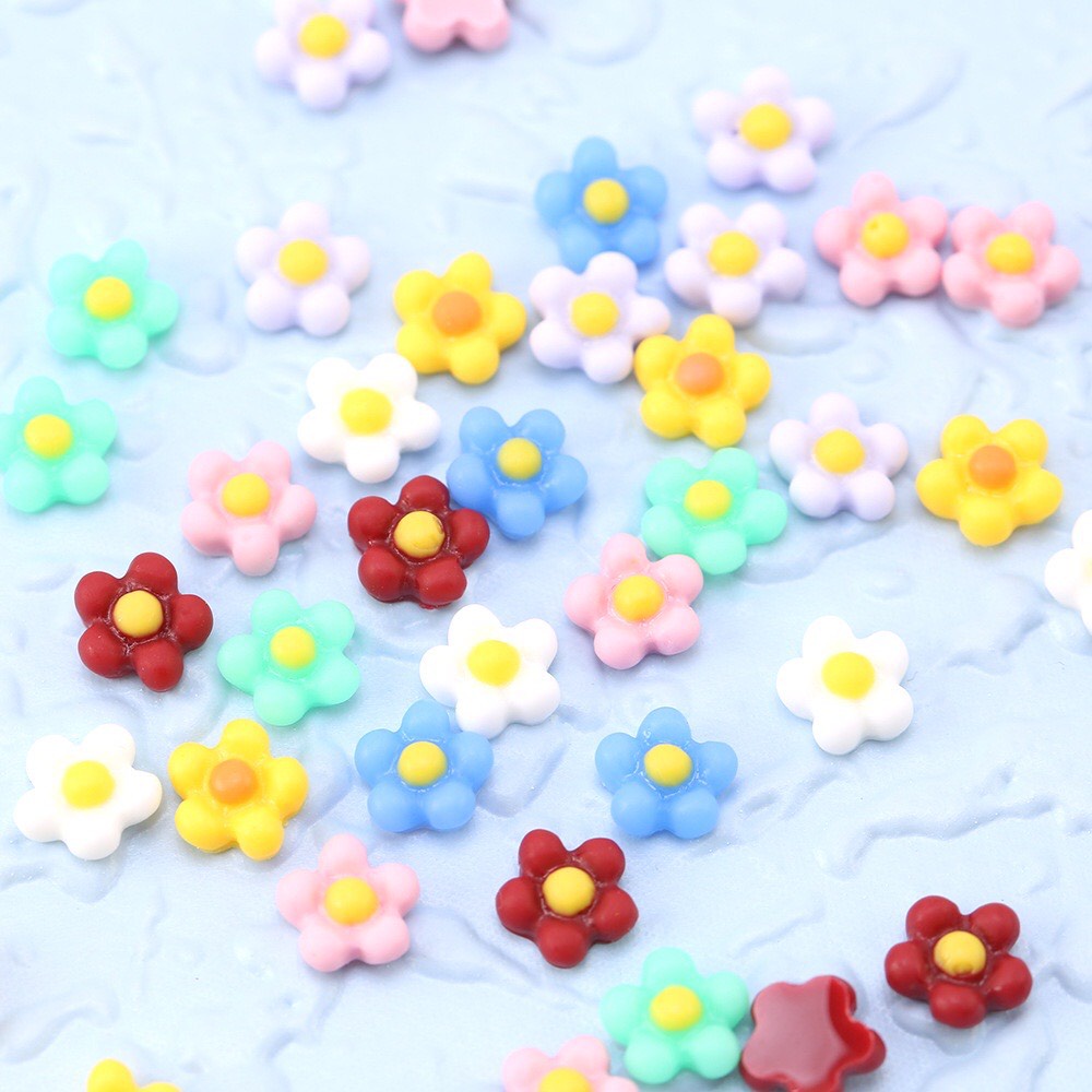 Set 10 bông trang trí móng tay hình hoa hướng dương nhiều màu xinh xắn