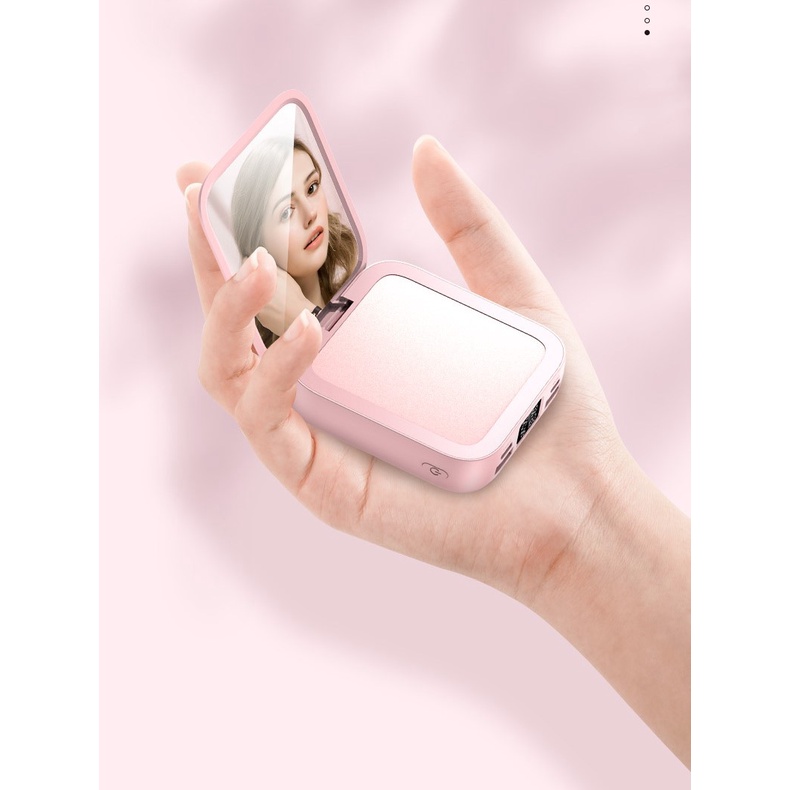 Sạc Dự Phòng Dung Lượng 10000mah Tích Hợp Gương Trang Điểm Tiện Dụng