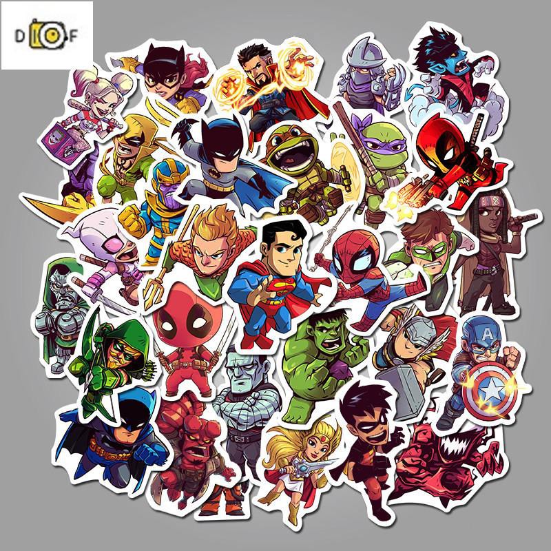 Bộ 50 Miếng Dán Laptop Hình Siêu Anh Hùng Marvel DC