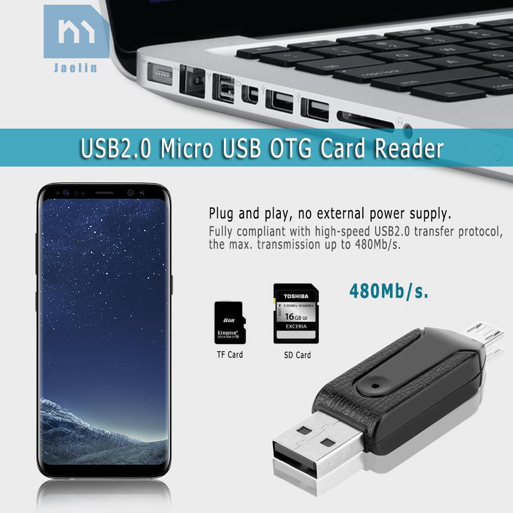 Jae•☼USB2.0 Micro USB OTG Card Reader for TF SD Memery Card for PC Mobile Phone✩