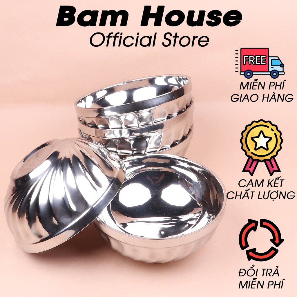 Tô inox 2 lớp Bam House cách nhiệt 16cm cao cấp T01 - Gia dụng bếp
