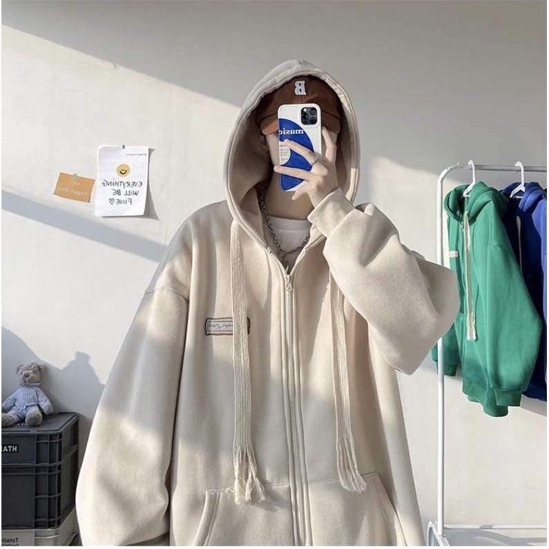 Áo khoác hoodie zip. áo khoác chất nỉ bông 2 lớp dày đẹp in hình tem | BigBuy360 - bigbuy360.vn