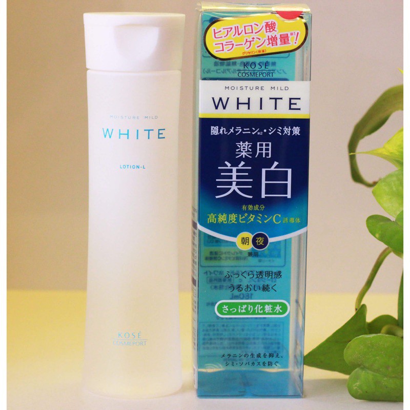 Nước hoa hồng dưỡng trắng da Kose Moisture Mild White 180ml của Nhật