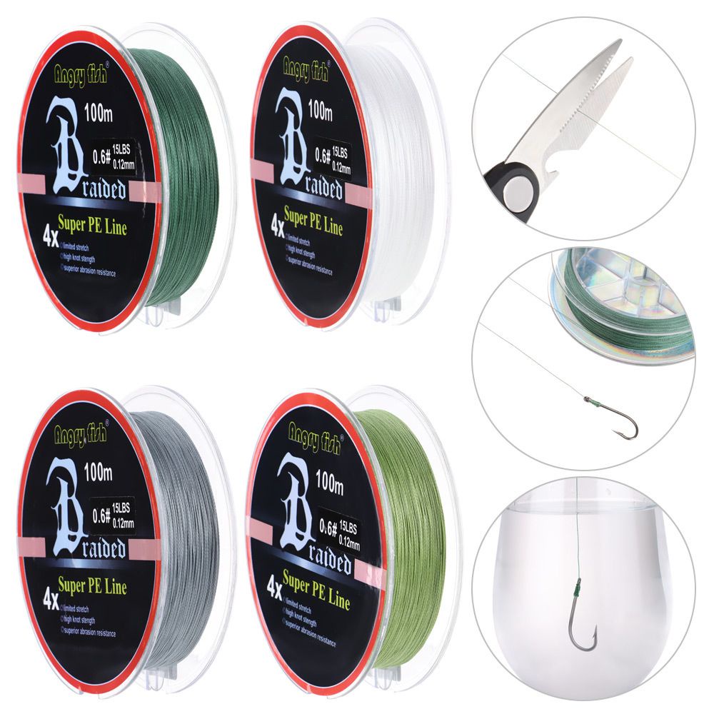 Cuộn Dây Câu Cá PE Bện 4 Sợi 100m Chống Mài Mòn Nhiều Màu Sắc