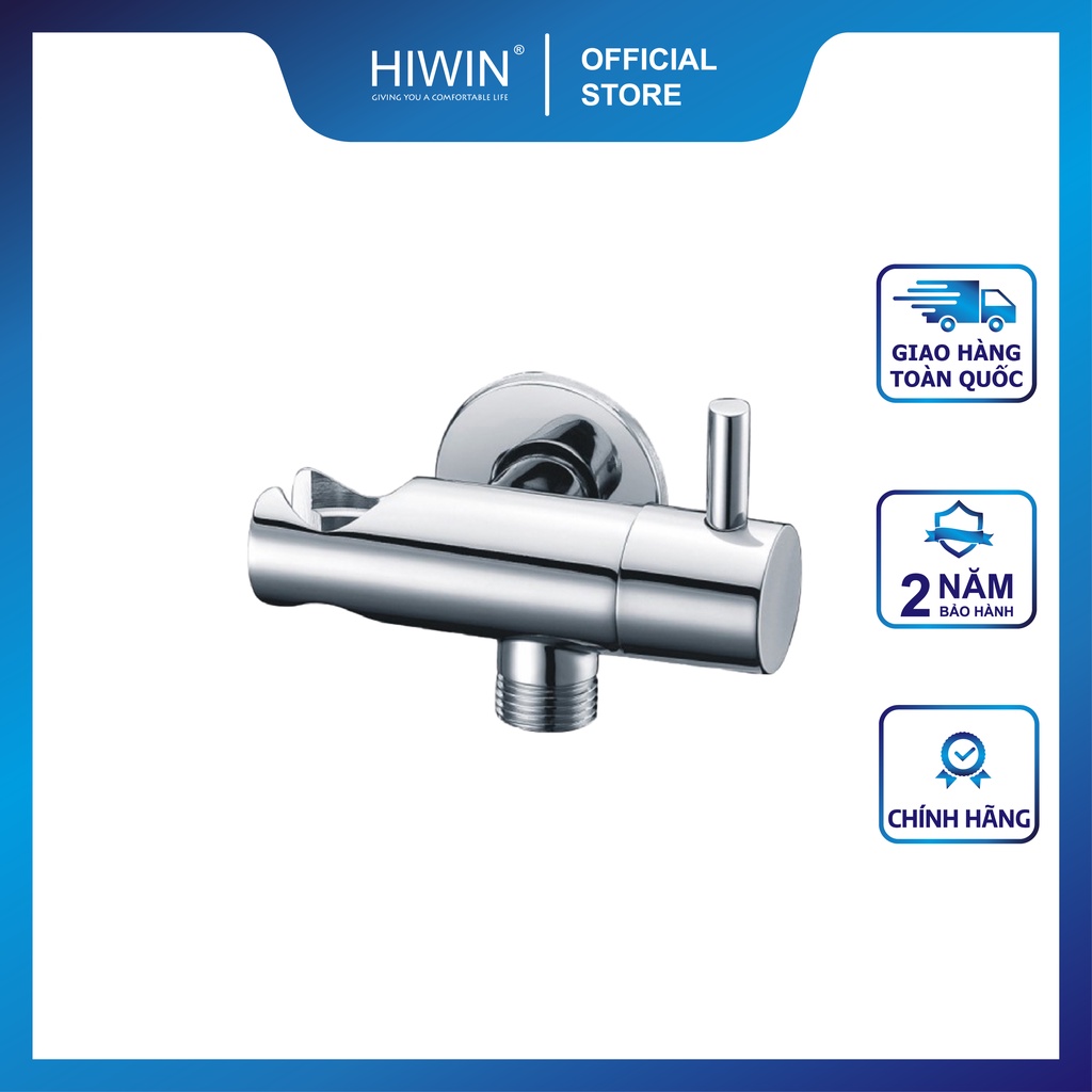 Van T chia nước vòi sen vòi xịt, van giảm áp lực nước có đế cài chất liệu đồng mặt gương HIWIN JF-13