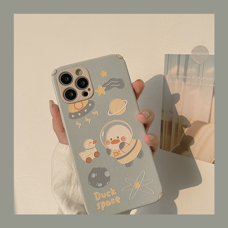 ốp iphone 11 Ốp điện thoại TPU da cừu hình chú vịt phi hành gia cho iPhone 11 Pro Max X Xr Xs Max 7 8 Plus Se 2020 12 pro max 12 mini