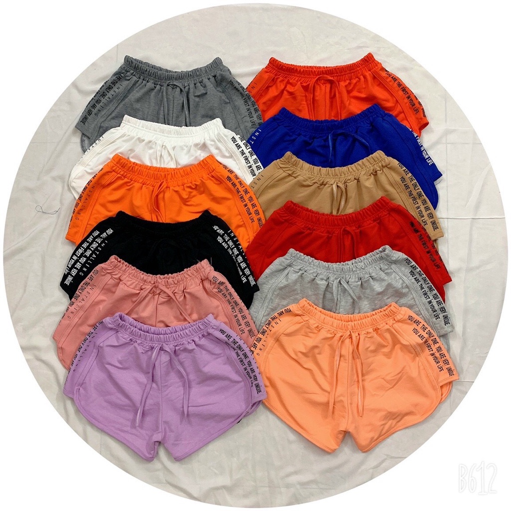 Quần đùi short nữ Thuy Clothing cao cấp da cá cạp chun lưng cao viền chữ bắt mắt