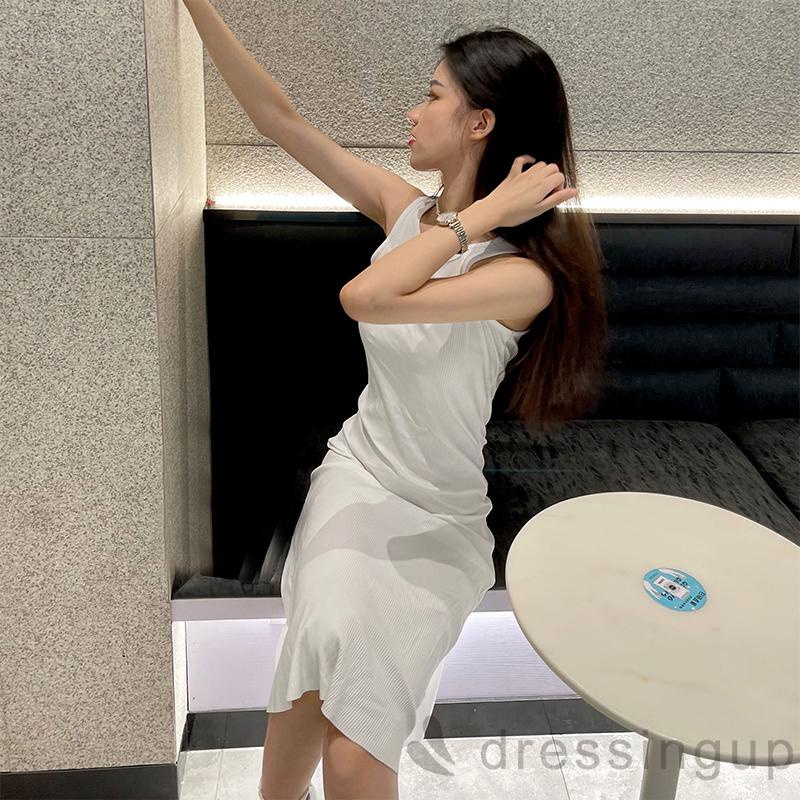 Đầm Không Tay Cổ Tròn Màu Sắc Đơn Giản Dành Cho Nữ