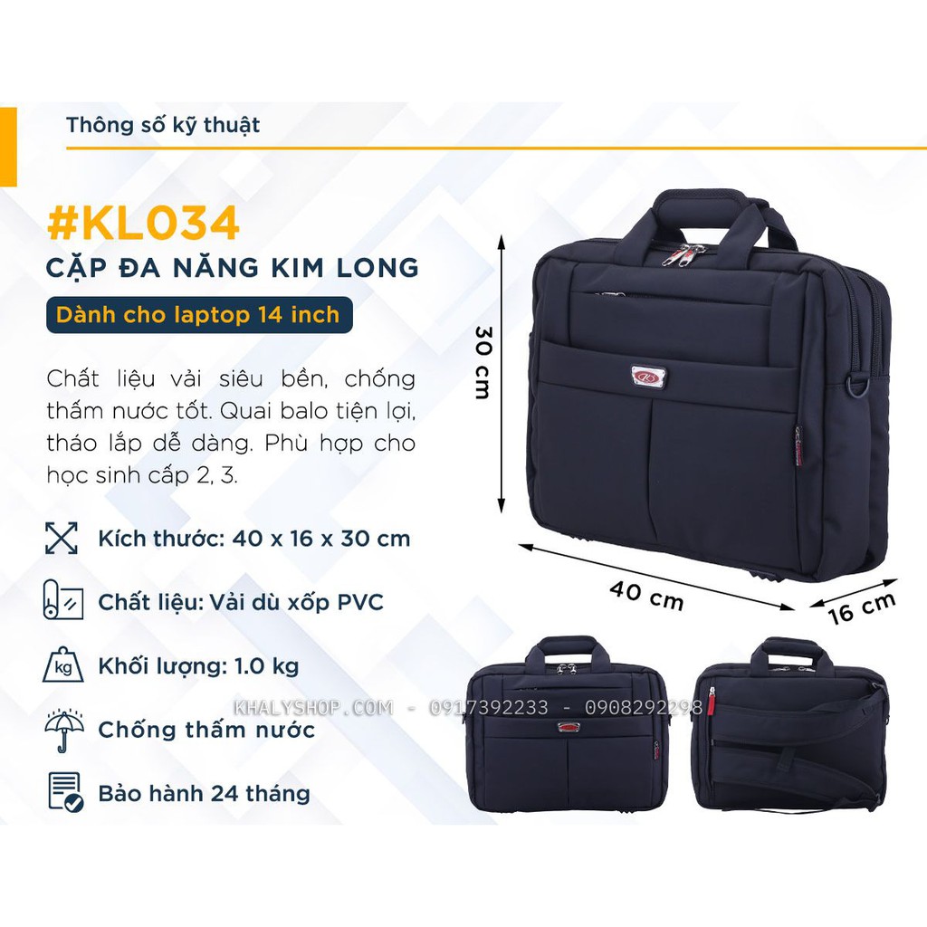 Balo , cặp đa năng học sinh cấp 2,3 thương hiệu Kim Long 034 màu đen - 645NBLKL034 ( 40x16x30cm ) | BigBuy360 - bigbuy360.vn