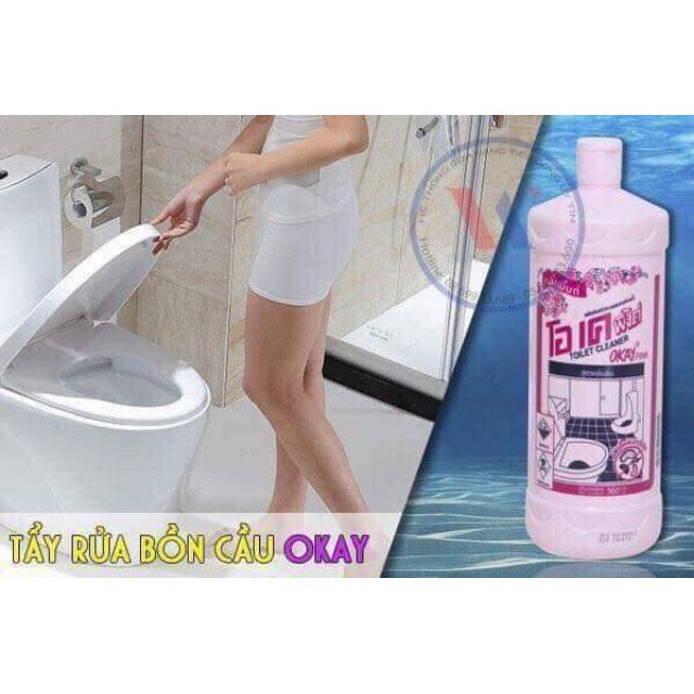 Nước Tẩy Bồn Cầu Okay Pink Thái Lan, Nước Tẩy Thái Màu Hồng 960ml