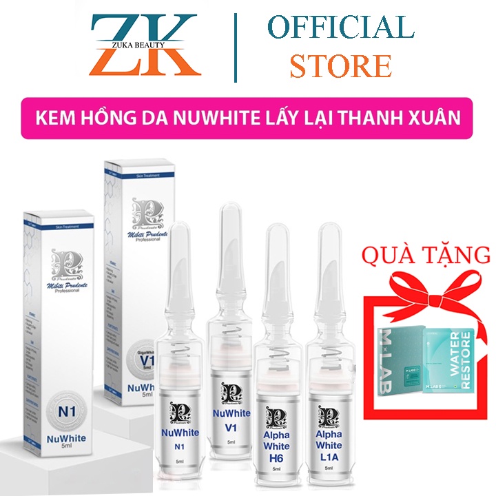 Kem Nuwhite Mibiti Prudente hồng nhũ hoa N1, hồng bikini V1, khử thâm nách bẹn H6, hồng môi L1A Zuka Beauty