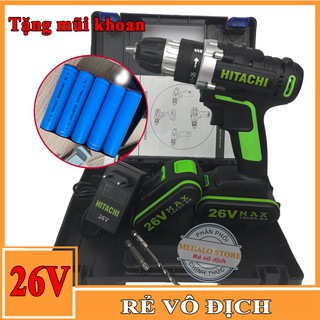 Máy khoan pin hitachi 26v lõi đồng, tặng kèm mũi khoan