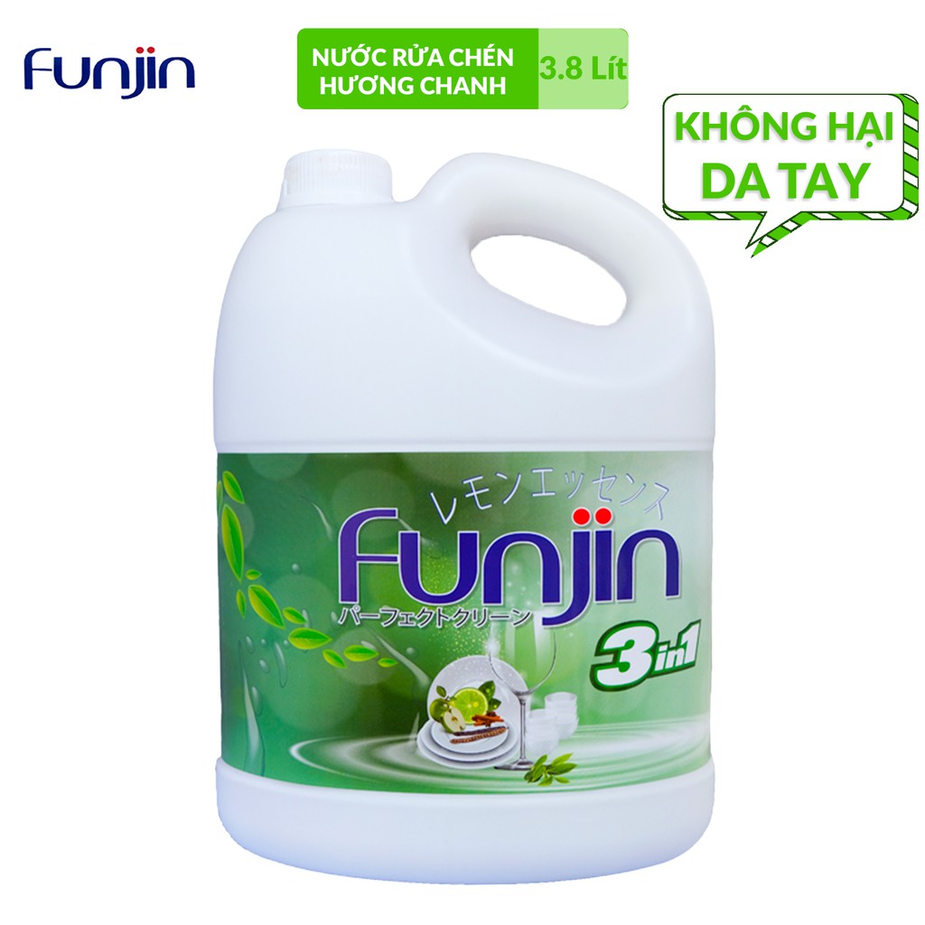 [Mã LTP50 giảm 50000 đơn 150000] Nước rửa chén Funjin chính hãng 3,8L sạch kin kít, không hại da tay