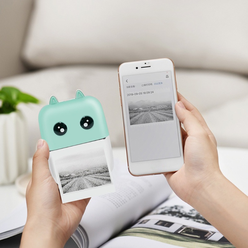 Shas Máy In Ảnh Mini Bỏ Túi Kết Nối Không Dây BT Dùng Làm Đồ Thủ Công DIY